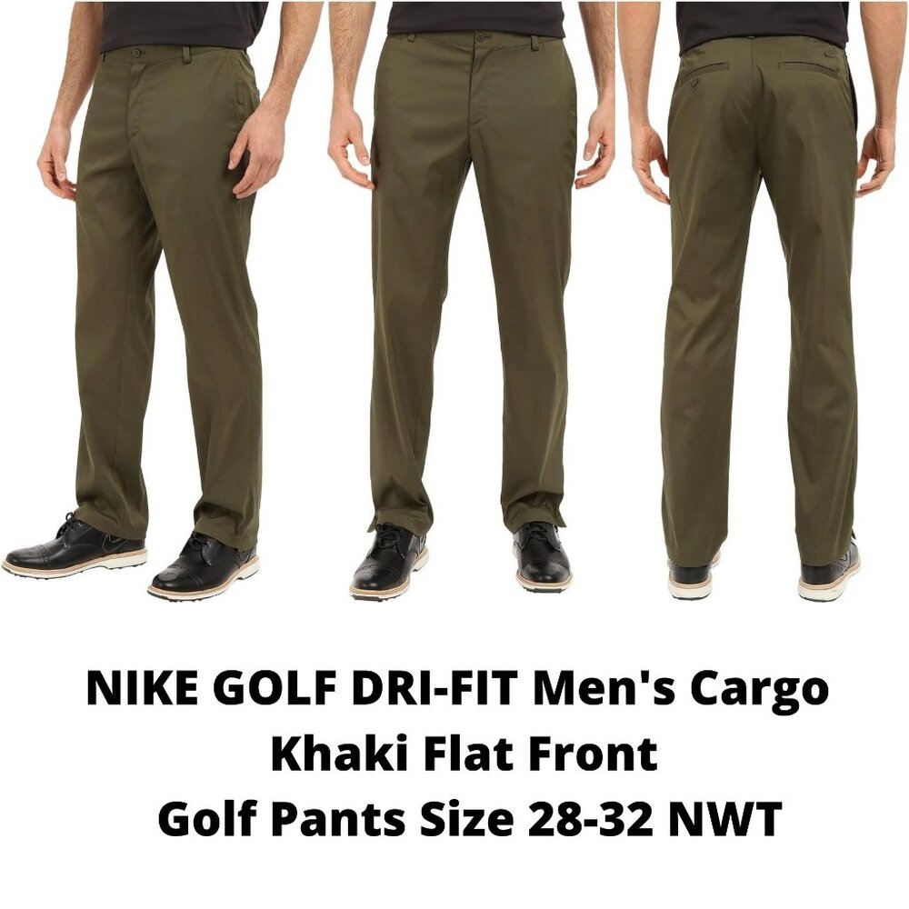 NIKE GOLF DRI-FIT Men's Cargo Khaki Flat Front Golf Pants Size 28-32 NWT
